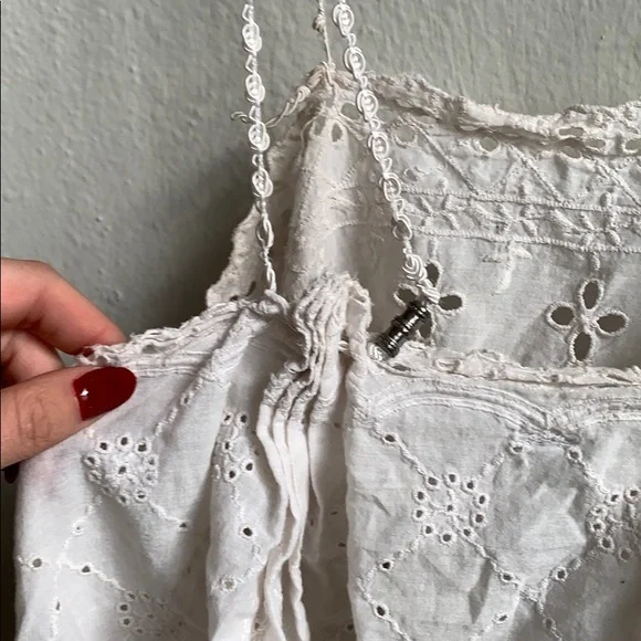 🦋 Free People New Romantics Trapeze Eyelet Top 100% Cotton - Picture 4 of 5